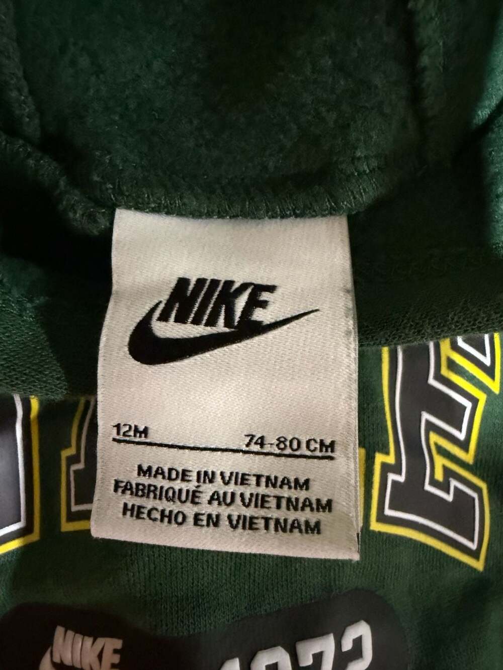 Nike 1972 Green Fleece Hoodie and Jogger Set Size 12M - Picture 5 of 6